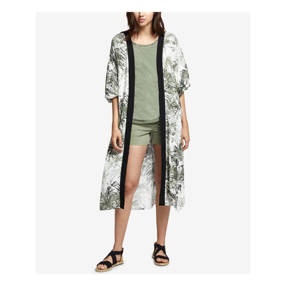 SANCTUARY Womens Green Kimono Tiki Tropical Print Top ONE SIZE